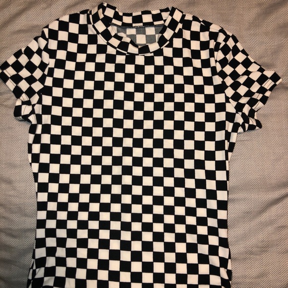 ZAFUL Black and White Checkered Bodysuit - Picture 1 of 2